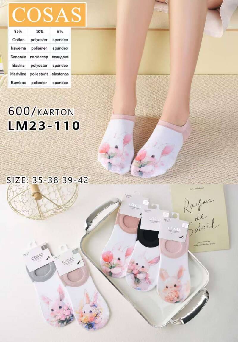 Stopki damskie Roz 35-42, Mix kolor Paczka 40 szt